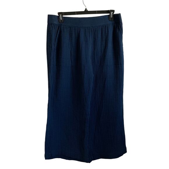 Lou & Grey Pants - Lou & Grey Navy Blue Gauzy Cotton Wide Leg Pull on Pants - Size XL